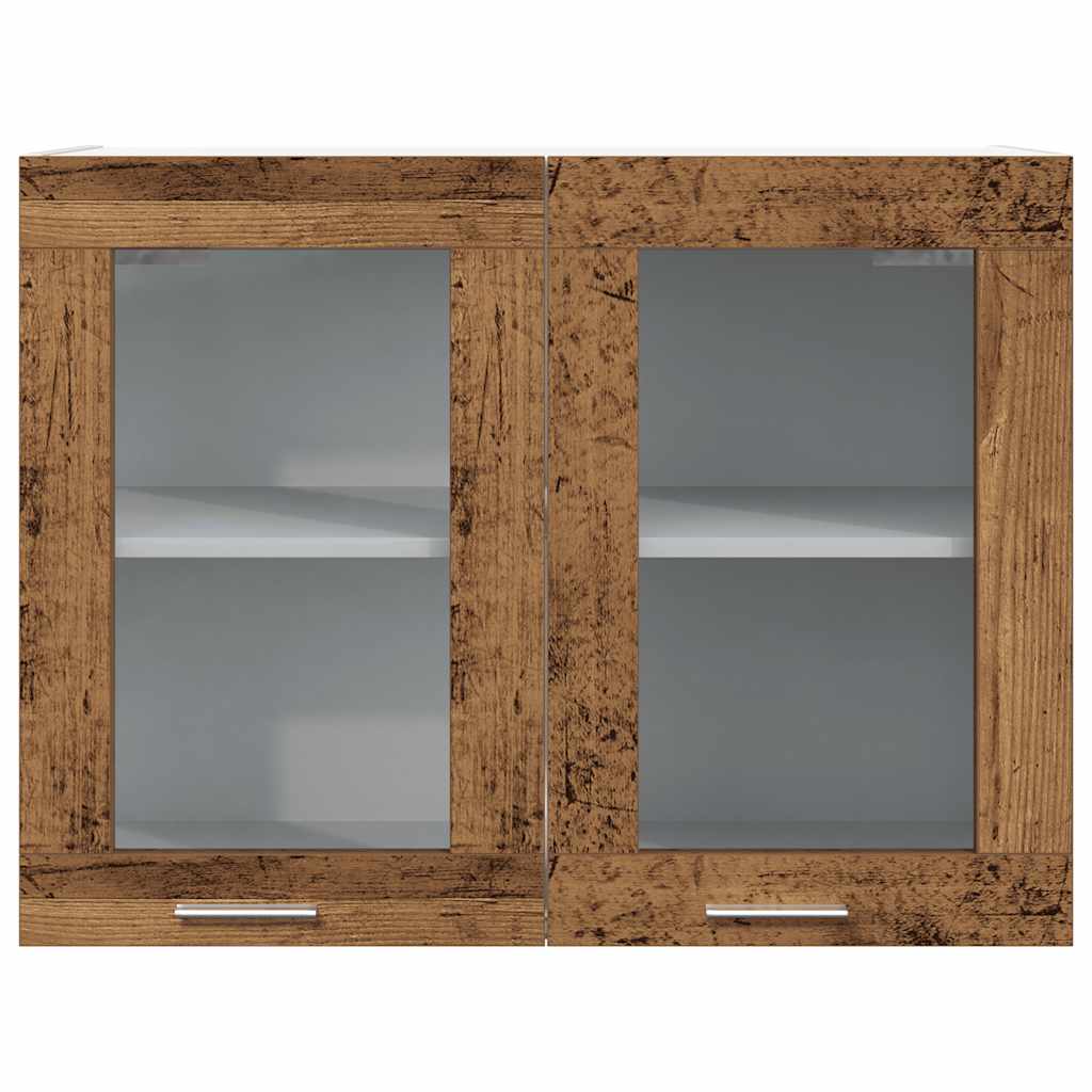 Hanging Glass Cabinet Lyon Old Wood 80x31x60 cm Engineered Wood